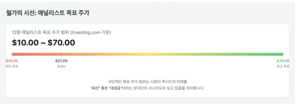 월가의 시선 : 애널리스트의 루시드 목표 주가