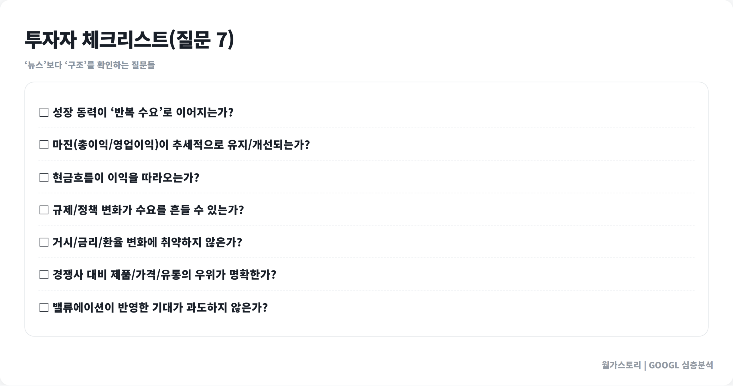 {ticker} 투자자 체크리스트