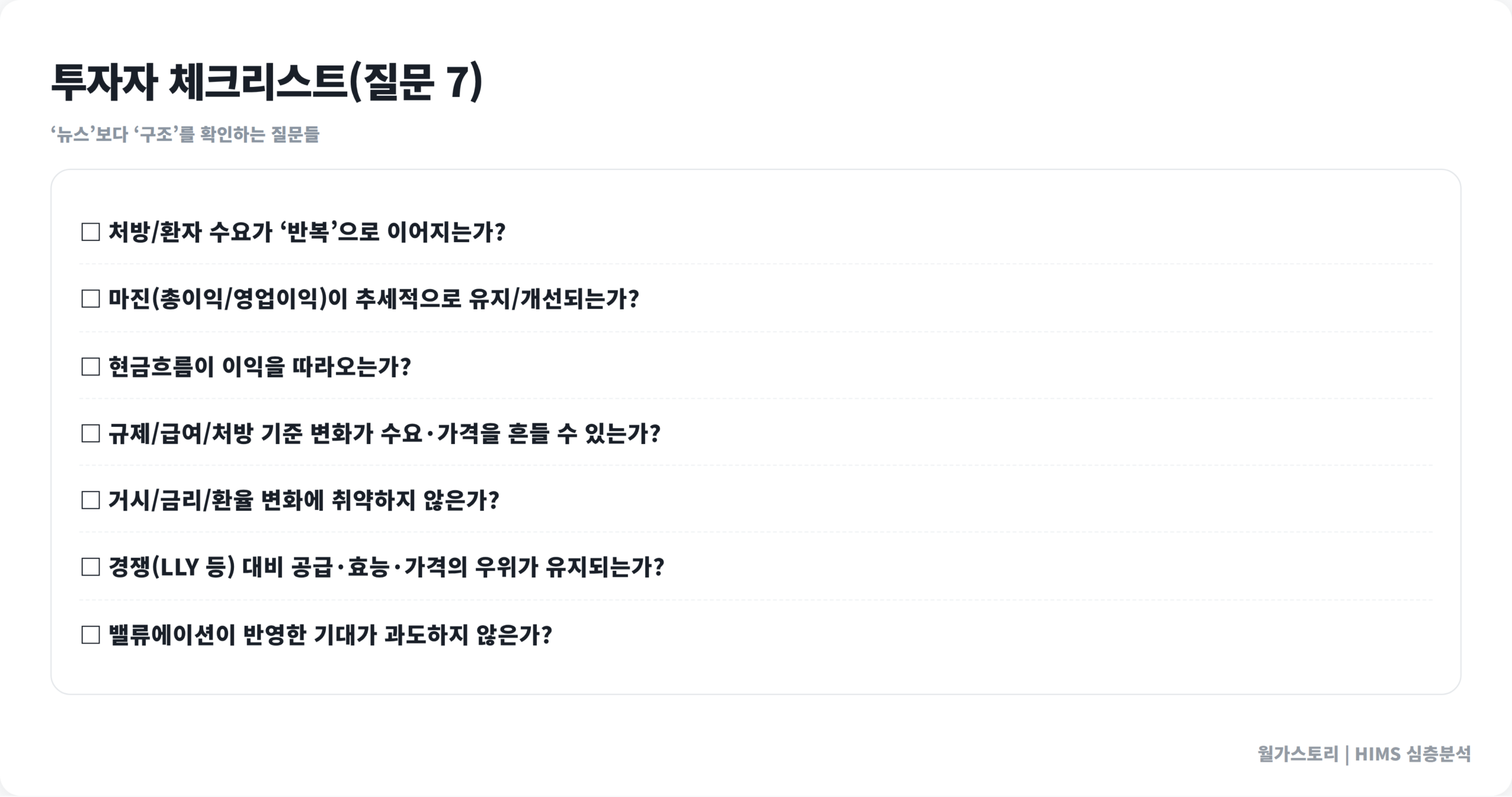 {ticker} 투자자 체크리스트